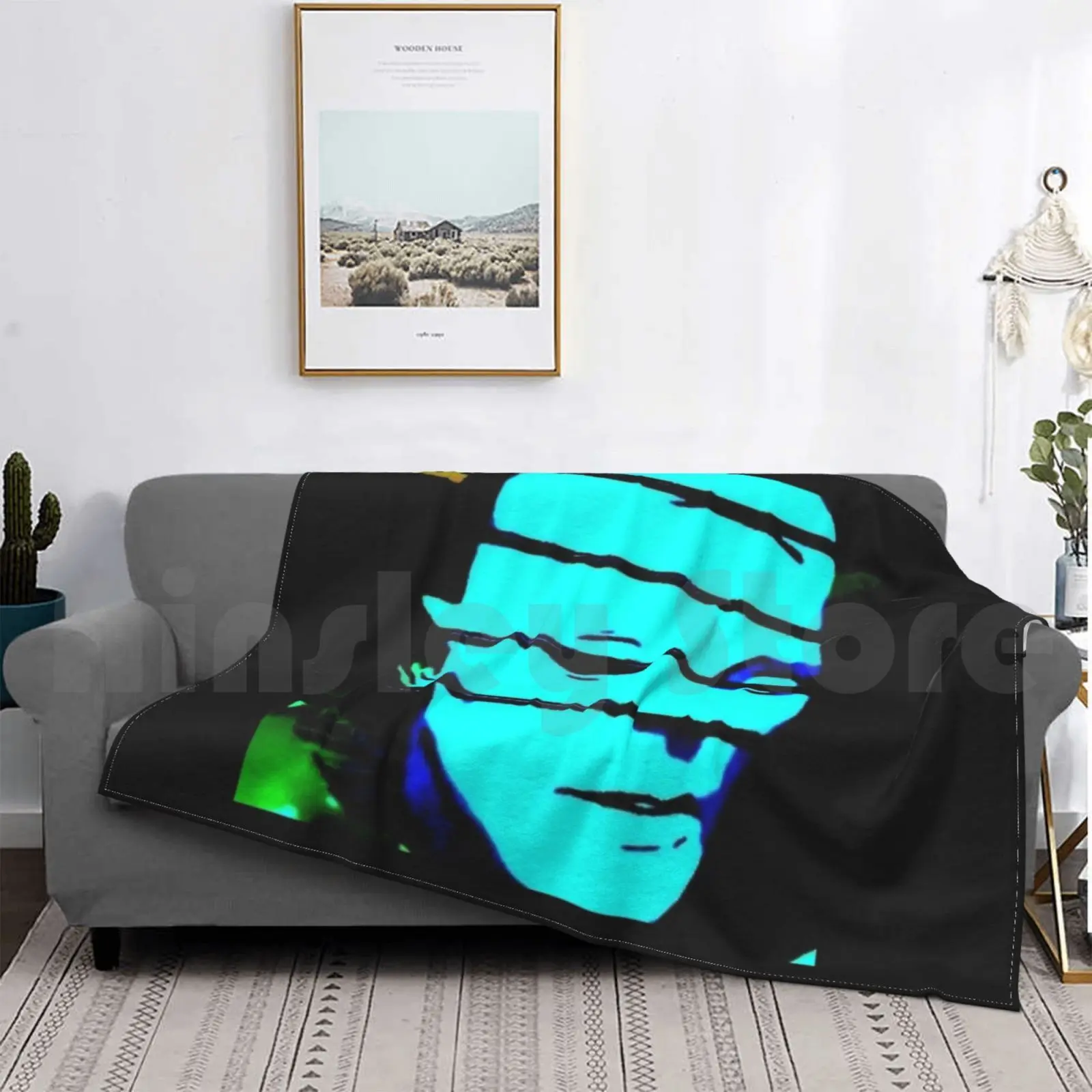 Синее одеяло для дивана-кровати путешествия поп-арт эмо мраморное