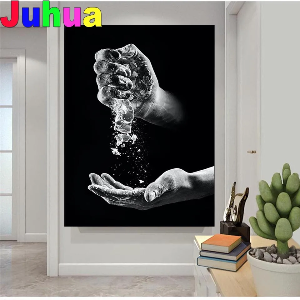 

DIY round square diamond embroidery Abstract black and white art, hand pattern cross stitch kits 5d diamond painting rhinestone