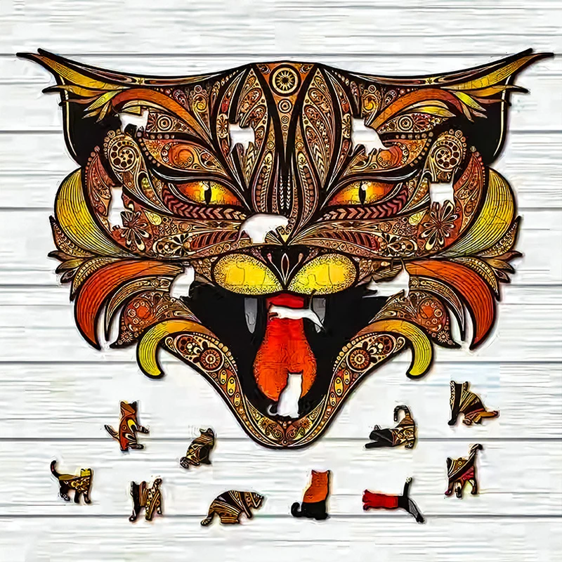 

Coon Wooden Puzzle Funny Animal Pattern Puzzle Best Gift For Adult Kids Beat Stress Reliever DIY Educational Intelligence Toys