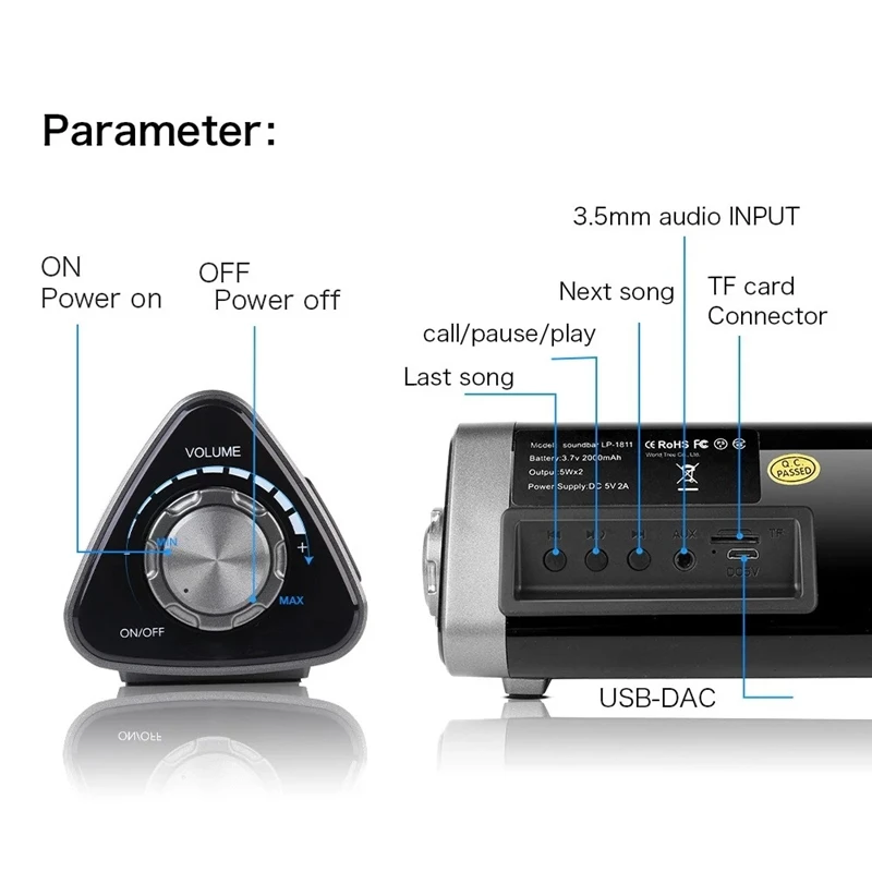 Lp-1811 Bluetooth 5 0 динамик s 10 Вт портативный беспроводной звуковая панель телевизора
