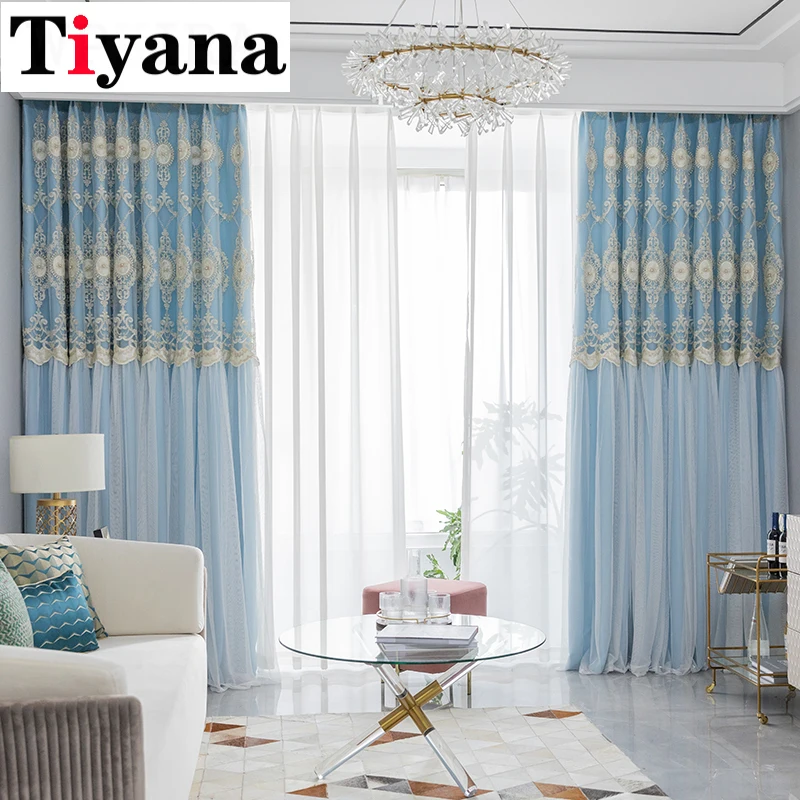 

Европейские вышитые двухслойные серые затемняющие шторы, роскошные тисненые занавески для гостиной, спальни JK136D