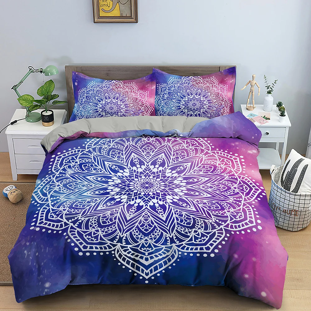 

Colorful Mandala Pattern Bedding Set Ethnic Comfortable Soft high-quality Material Quilt Cover with Pillowcase Queen King Size