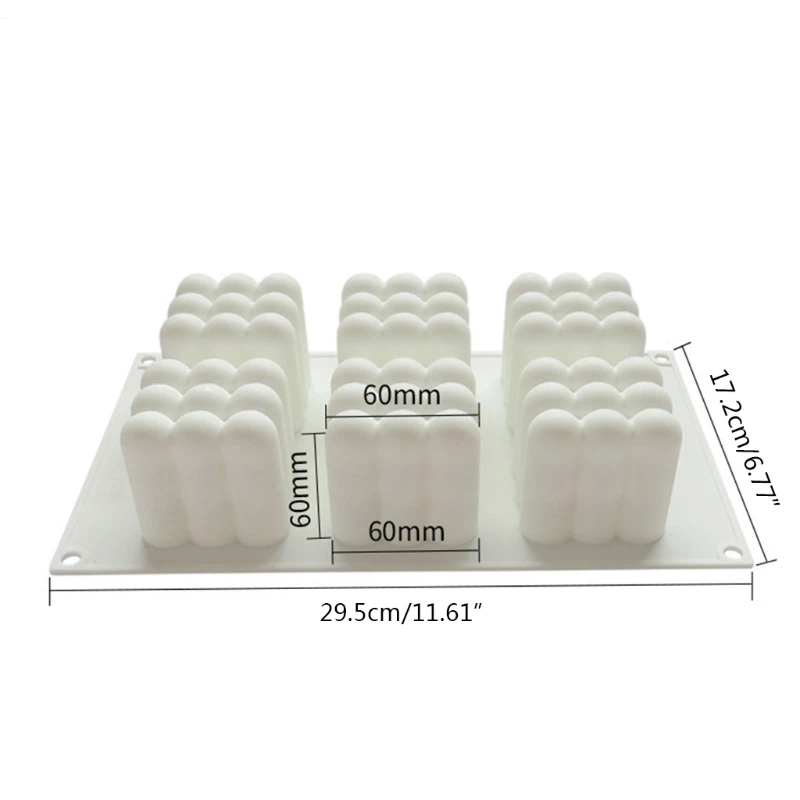 

6 Cavity Silicone Mould,3D Cube Shaped Cake Baking Mold Bakeware Muffin Tray DIY 87HA