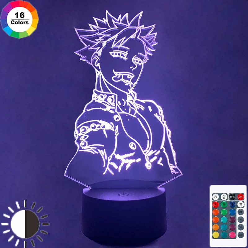 

Anime 3D Night Light Lamp Manga The Seven Deadly Sins Gadget for Home Room Light Meliodas Figure Kids Table Lamp Birthday Gift