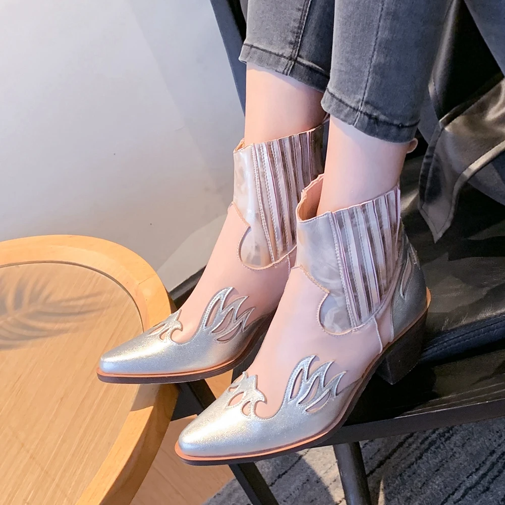 

Lapolaka New Arrivals Calf Pure Leather Western Cowboy Boots Female Autumn Winter Pointed Toe Retro Killer Booties Woman Shoes