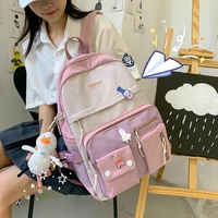 fashion womens backpack contrast color school bag for girls large capacity school backpack cute waterproof travel bag
