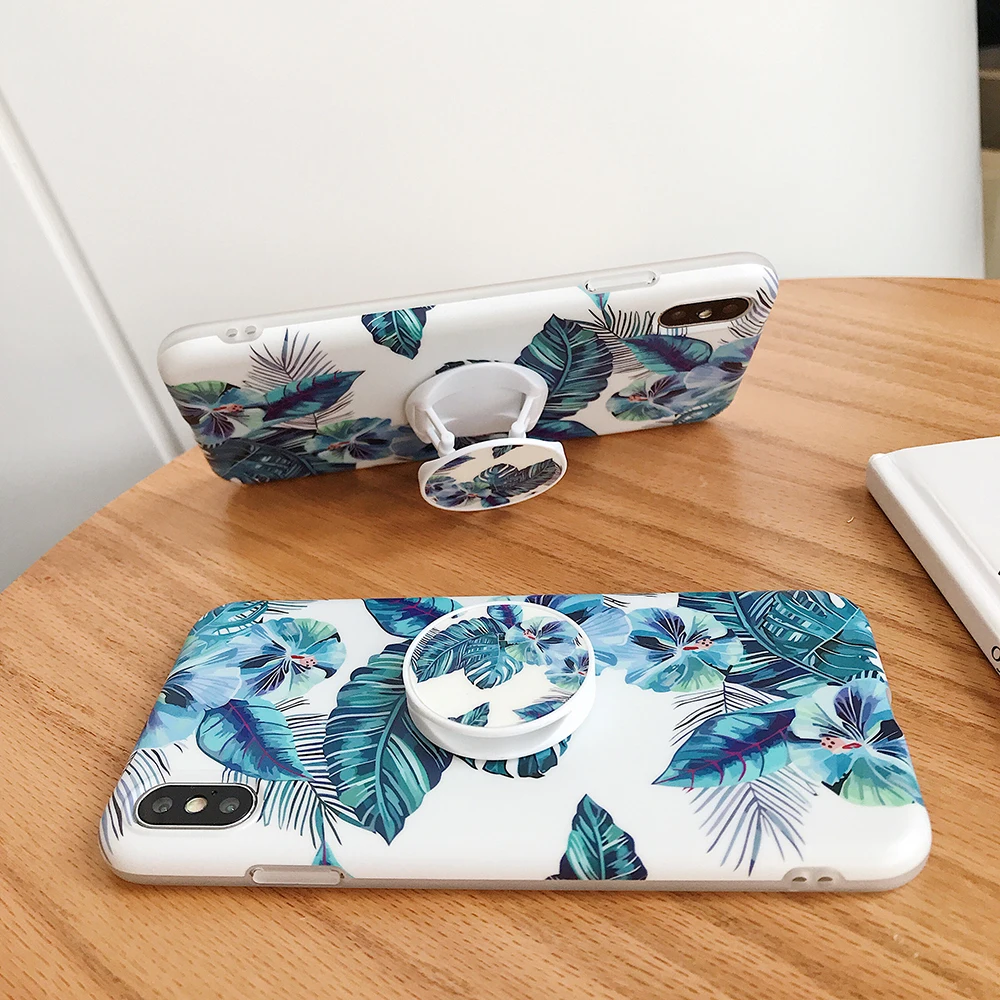 LOVECOM Ретро цветок лист стрейч держатель чехол для телефона для iPhone 11 Pro Max XR XS Max 7 8 6 Plus чехол мягкий IMD Телефон задняя крышка