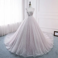 luxury wedding dresses sleeveless v neck 3d three dimensional applique glamorous gowns shiny tulle belt robe de mari%c3%a9e