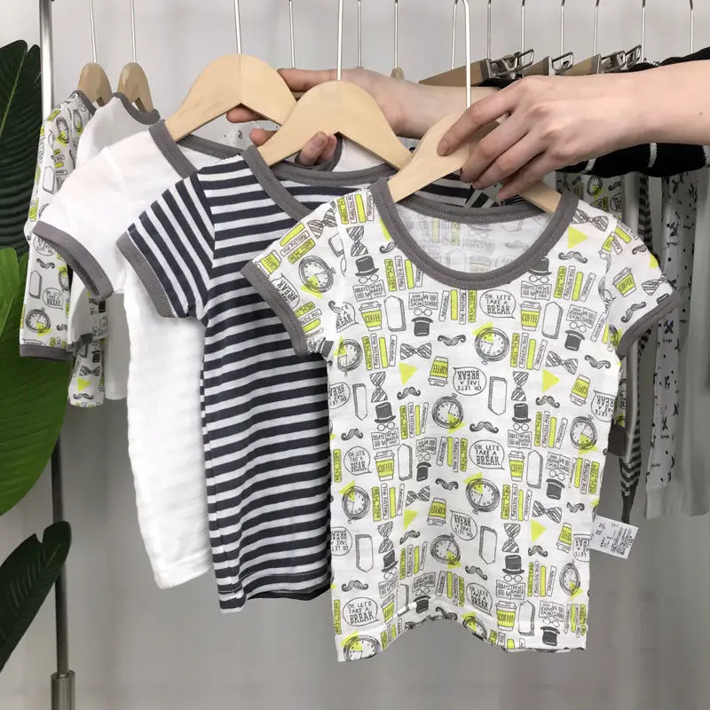 

Summer Japanese children's clothing children's pure cotton breathable baby tops boys T-shirt short sleeve quick-drying P5988 16