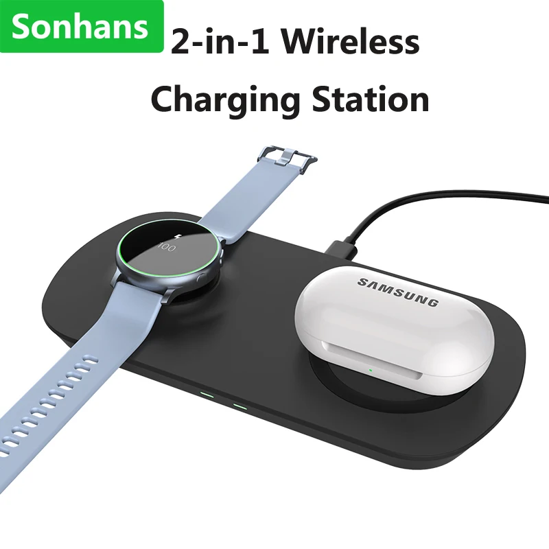 

2-in-1 Qi 18W Wireless Charger For Samsung S10 S20 iPhone 12 11 XR XS X 8 7 Airpods Pro Dual Fast USB Charging Station