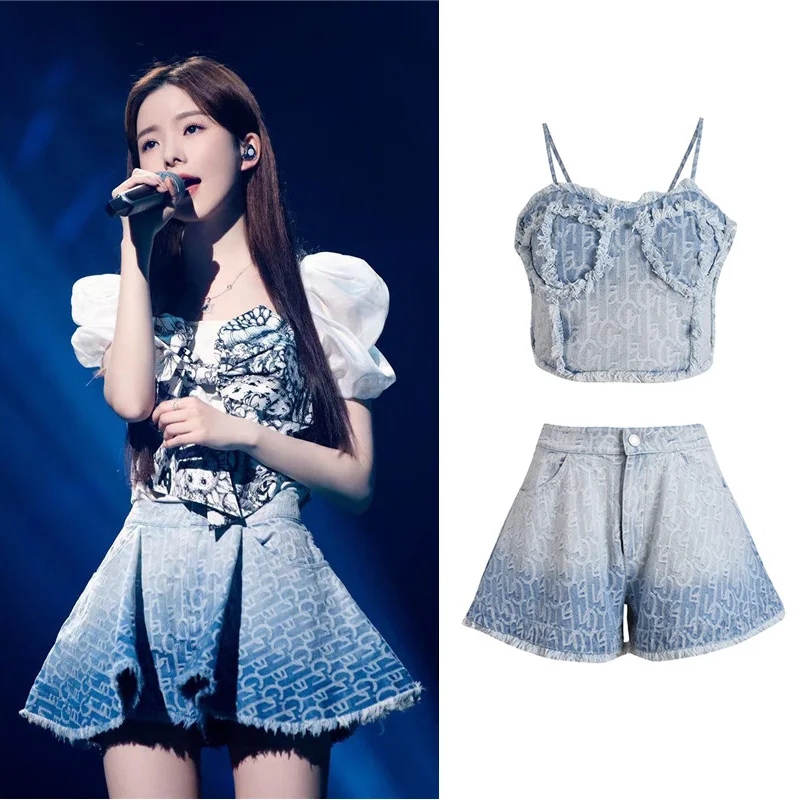 

Brand Design Luxury Sling Tube Top Shirt White Puff Sleeve Top Tide Fashion High Waist Loose Shorts Women Summer Party Clothes