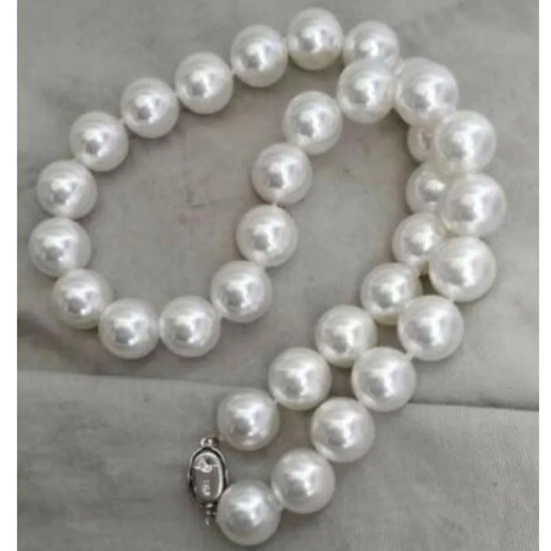

free shipping Noble fine jewelry 11-12mm natural south seas white pearl necklace