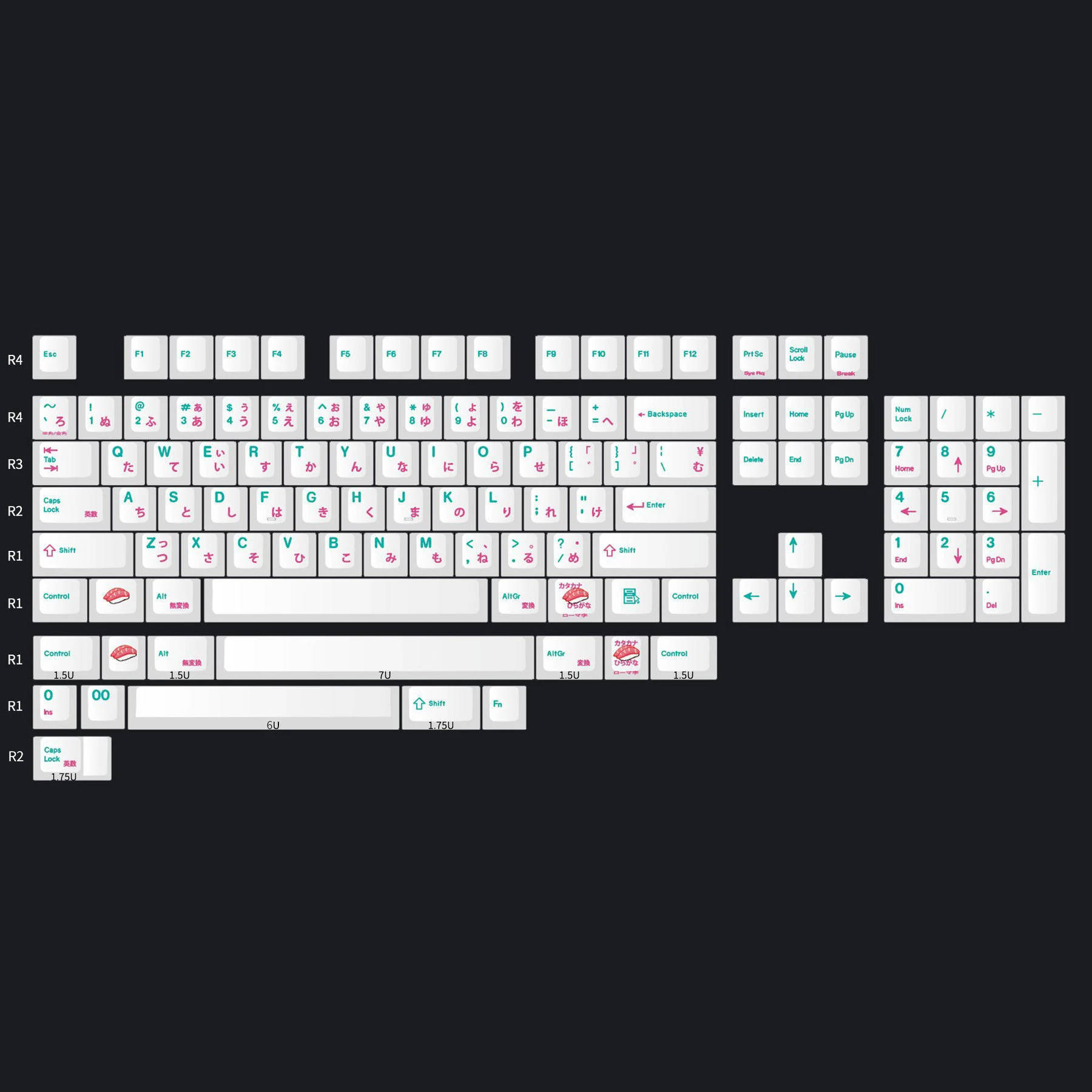 

Cherry Dye Sublimation PBT 117 Keys,White Blue Red Suit, Black Gray Suit, Japanese Keycaps For 100% 96% 60% Mechanical Keyboard
