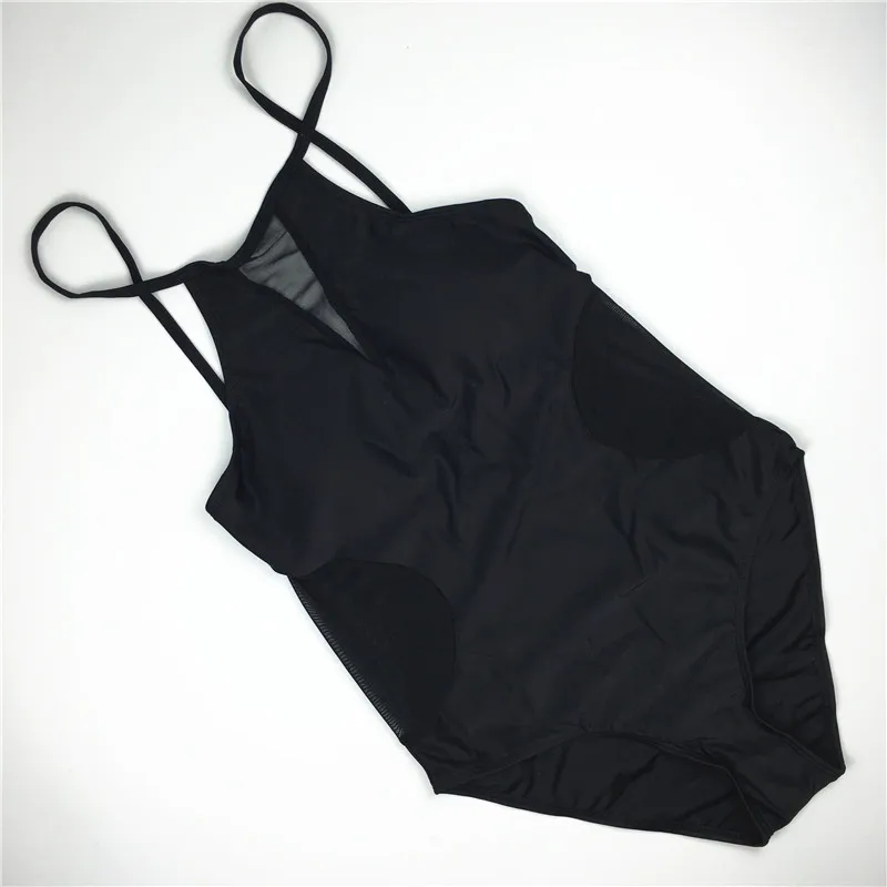 Сексуальный купальный костюм с сеточной вставкой Для женщин однотонные черные