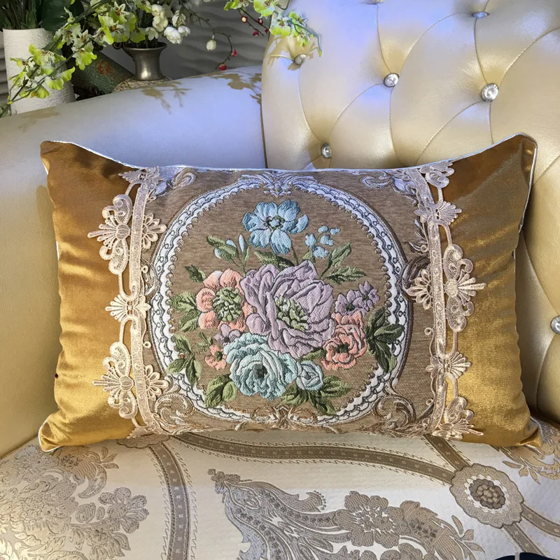 Жаккардовые королевские Роскошные наволочки с цветочным рисунком для дивана