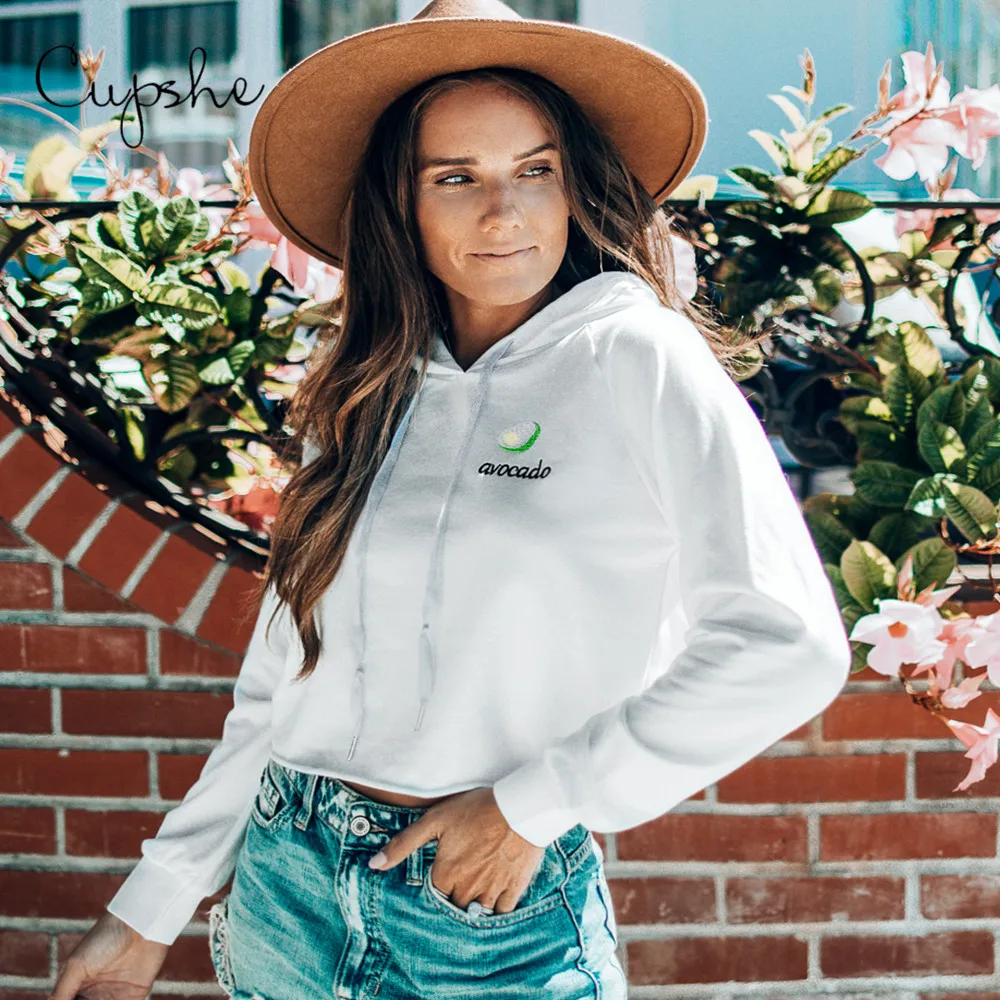 Укороченная Толстовка CUPSHE с длинным рукавом Женский Повседневный свитшот