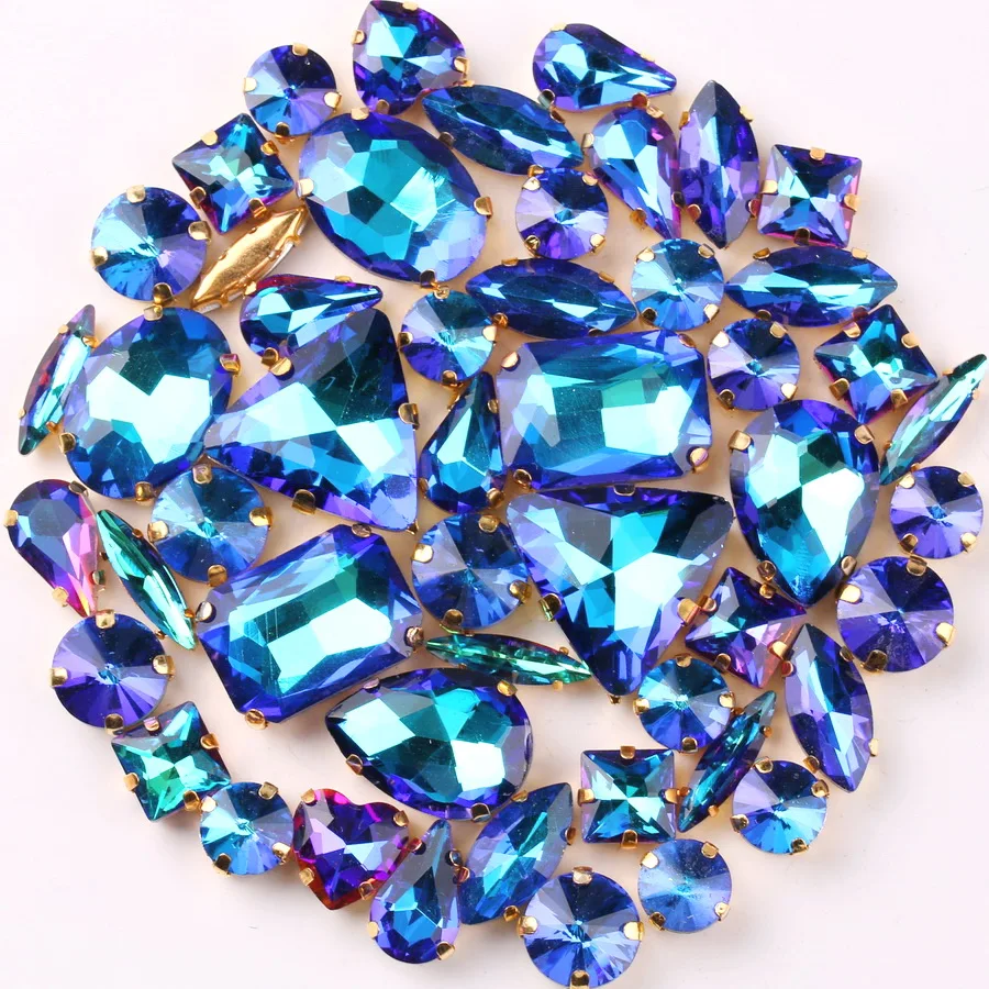 Золотые очки 50 цветов разные формы смешанные сапфировые радужные стеклянные