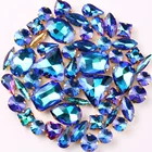 Золотые очки, 50 цветов, разные формы, смешанные сапфировые радужные стеклянные кристаллы, пришивные стразы, одежда, обувь, сумки, отделка сделай сам