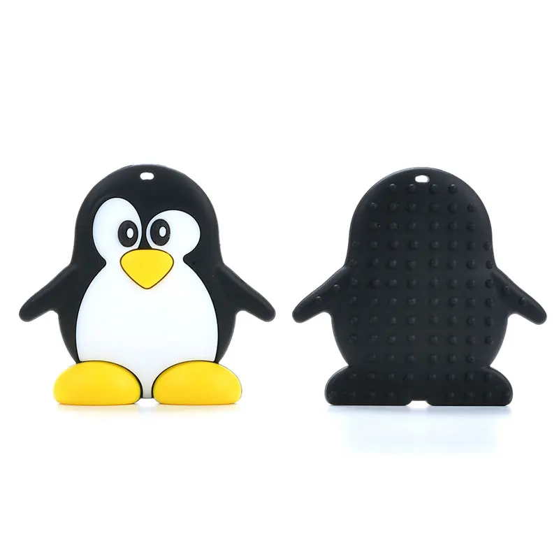 LOFCA-mordedor de ping&uuml;ino de silicona para beb&eacute;, juguete de dentici&oacute;n de grado alimenticio, sin BPA, DIY, colgante, collar, fabricaci&oacute;n de regalo, 1 ud.-2