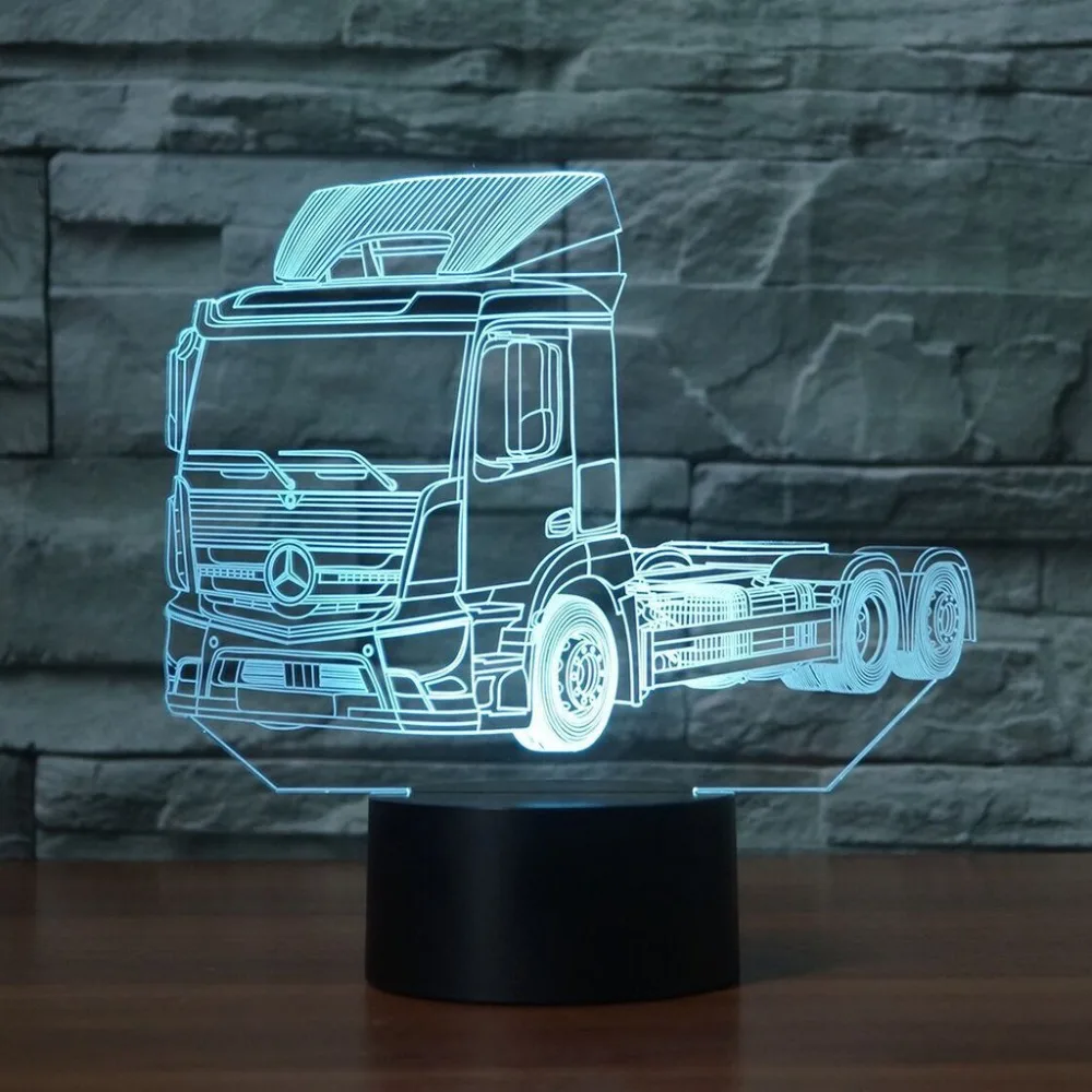 

Autotruck 3D LED RGB Night Light 7 Color Change Desk Light Action Figures 2271 Kids Home Christmas Toys