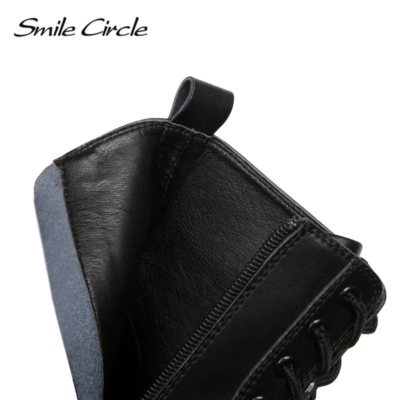 Женские ботильоны Smile Circle повседневные ботинки на плоской платформе со шнуровкой