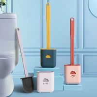 silicone toilet brush waterproof flat head flexible soft bristles cleaning tool wall mounted removable for wc barthroom