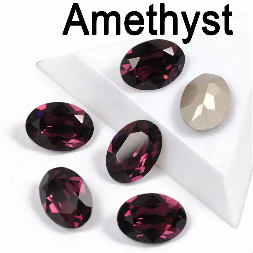 Amethyst CTPA3bI Красочный Кристалл для нашивки Стразы с когтями стекло материал страз овальной формы швейная одежда Свадебный вечерний чехол для одежды - Цвет: Amethyst