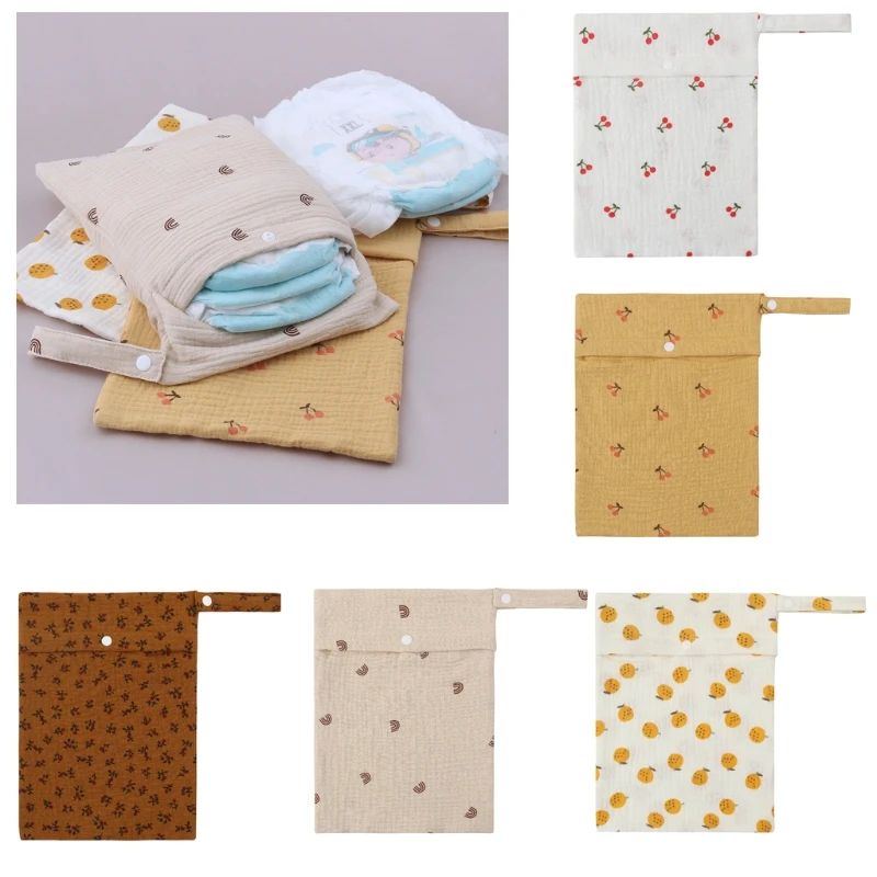 Multifunctional Baby Diapper Bag Reusable Solid Color Travel Nappy Pouch Soft Cotton Mummy Storage Bag 25x20cm
