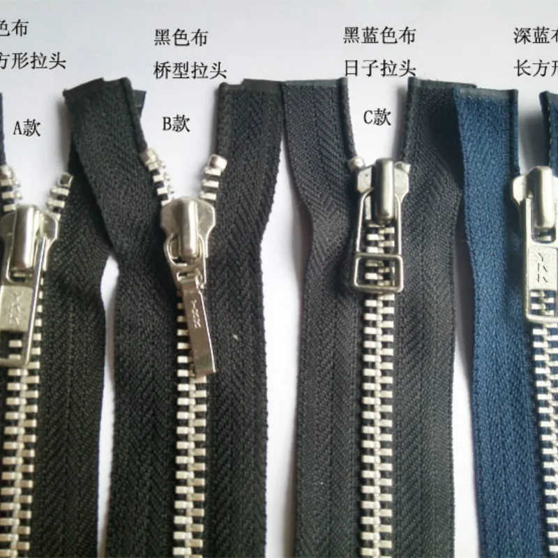 

10 Pcs/lot Cheap Stocked Ykk Zipper Metal Aluminum Single Open End Black Dark Blue for Jacket Winter Coat Sewing Accessories