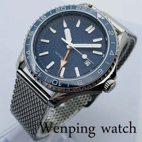 41 мм bluger Топ повседневные деловые механические часы сапфировое стекло керамический ободок Дата светящиеся мужские GMT автоматические часы