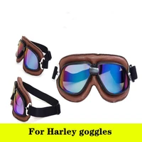 1pc retro motorcycle goggles glasses cruiser vintage leather glasses cafe racer half helmet goggles for harley 2018