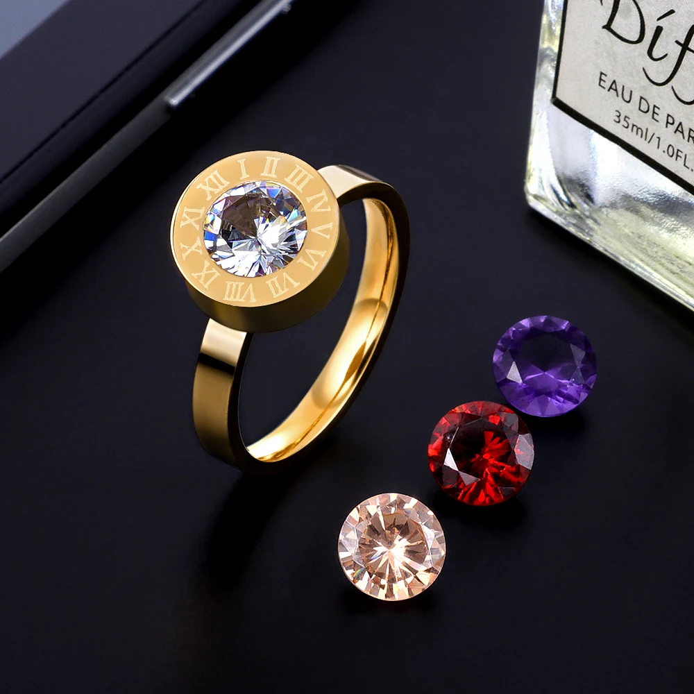 MSX кольцо с римскими цифрами и кристаллом модные меняемые кольца из нержавеющей