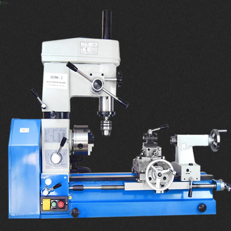 

Домашний токарный станок AT300, маленький многофункциональный токарный станок, сверлильный станок, фрезерный станок, токарный станок для металла