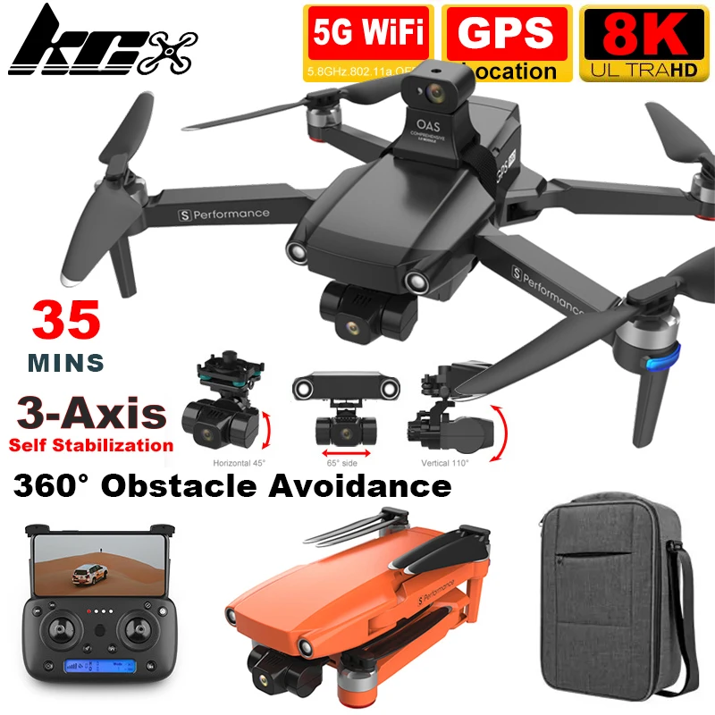 

KCX Obstacle Avoidance 3-Axis Gimbal Camera Drone GPS 8K HD 35mins 5G FPV 3KM Long Distance Brushless ICat8 Dron 4K Professional