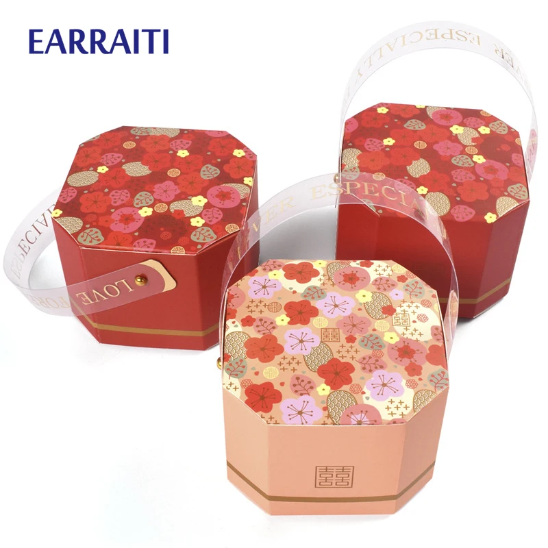 

Gift Candy Box Packaging Wedding Favor Small Candy Boxes Chocolate Cookie Paper Gift Bags With Handles Chinese Flowers Wholesale