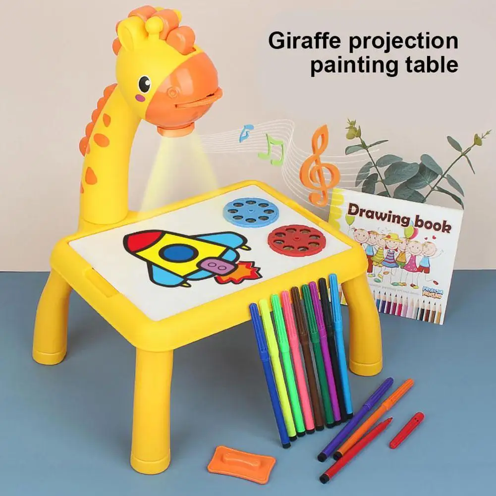 

Children LED Projector Drawing Board Kids Painting Table Desk Montessori Educational Learning Writing Tablet For Boy Girl T C6L7