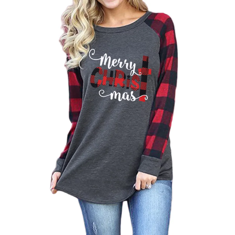 

Kerry Christmas letter printed round neck long sleeve T-shirt