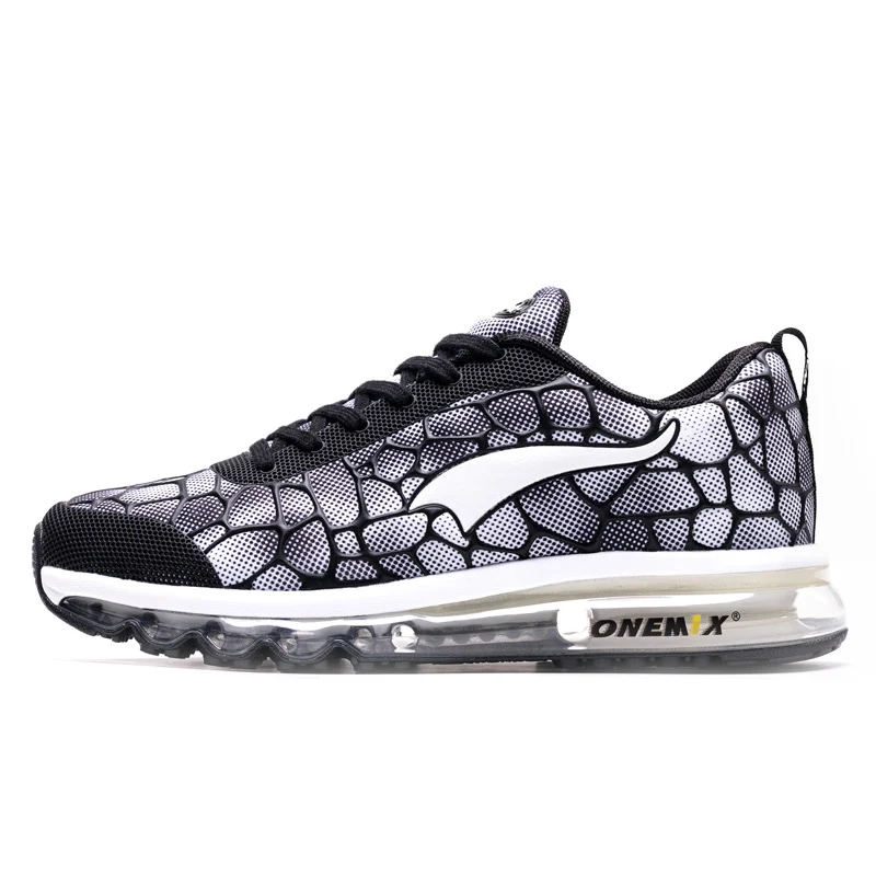 ONEMIX running shoes men's air shoes breathable outdoor sports light buffer walking shoes professional sports shoes size 39-47 - Цвет: Black White-1096