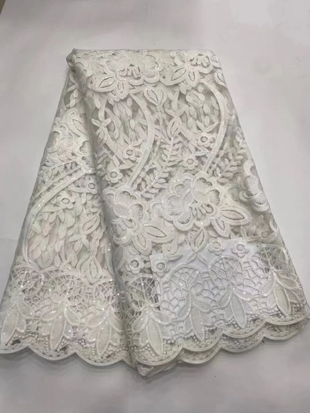 

Африканская французская пайетки кружевная ткань 2021, Высококачественная кружевная белая кружевная ткань, нигерийская Тюлевая кружевная тк...