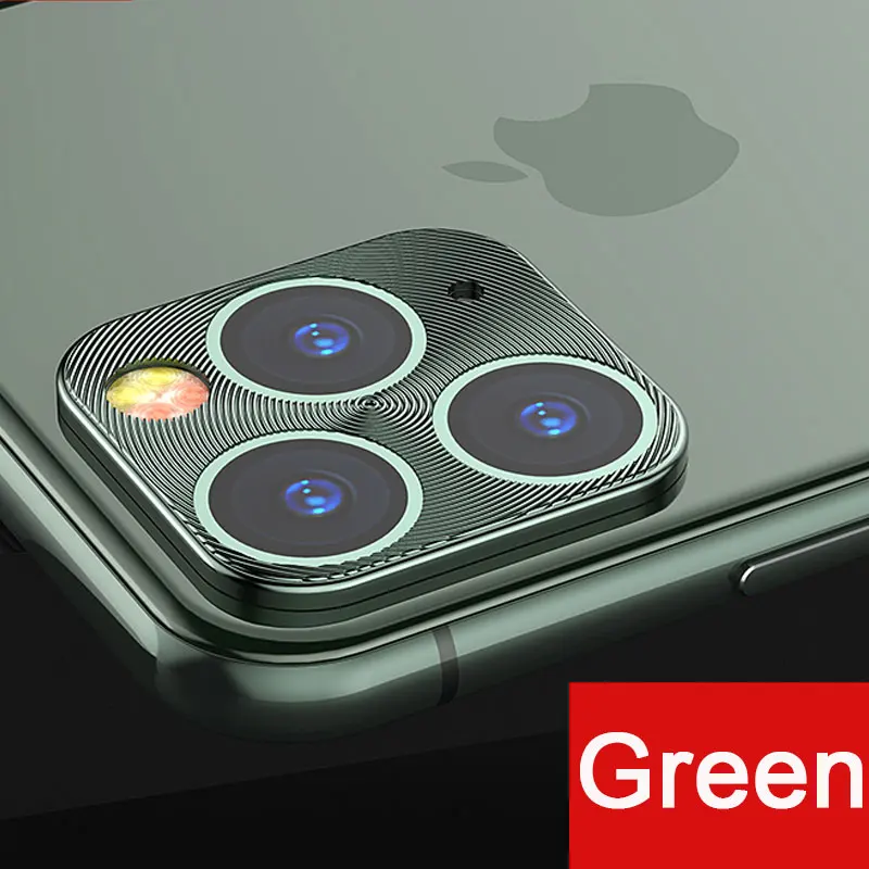 Green Iphone 11 Pro Max защитный чехол для экрана для iphone 11 Pro защита для камеры металлическое заднее кольцо для объектива для iphone 11 чехол для объектива камеры - Цвет: Green