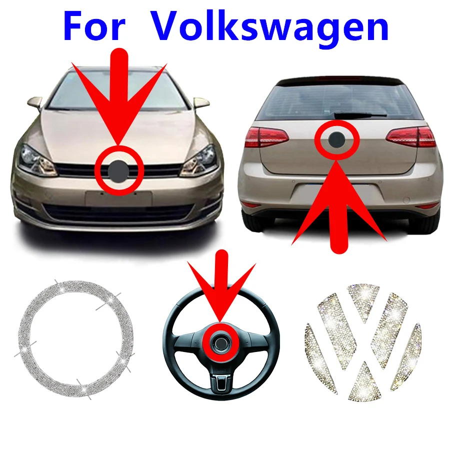 Наклейки со стразами эмблема на руль наклейка для Volkswagen Jetta Golf Passat Polo Scirocco Tiguan Touran