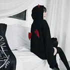 Худи женское оверсайз с 3d дьявольскими рожками, Повседневная Толстовка в стиле Харадзюку на Хэллоуин, худи в стиле K-POP, контрастный свитшот с карманами, топы, пуловеры