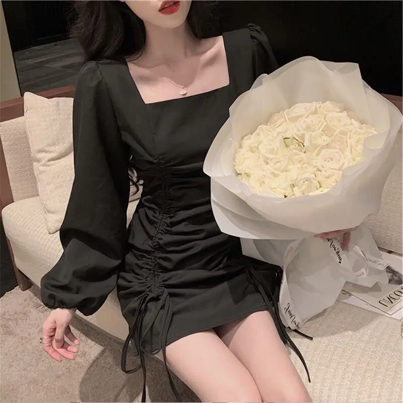 

New Women's Sexy Style Dress Fashion Spring And Autumn Puff Sleeve Dress