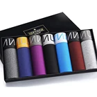 Трусы-боксеры мужские эластичные 7 шт., модные хлопковые шорты, однотонные дышащие, нижнее белье