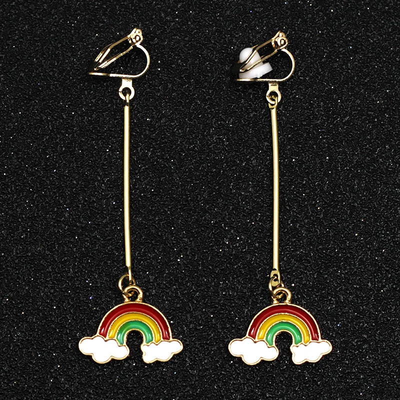 Радужные клипсы без отверстий для ушей радужные серьги в форме облаков пирсинга