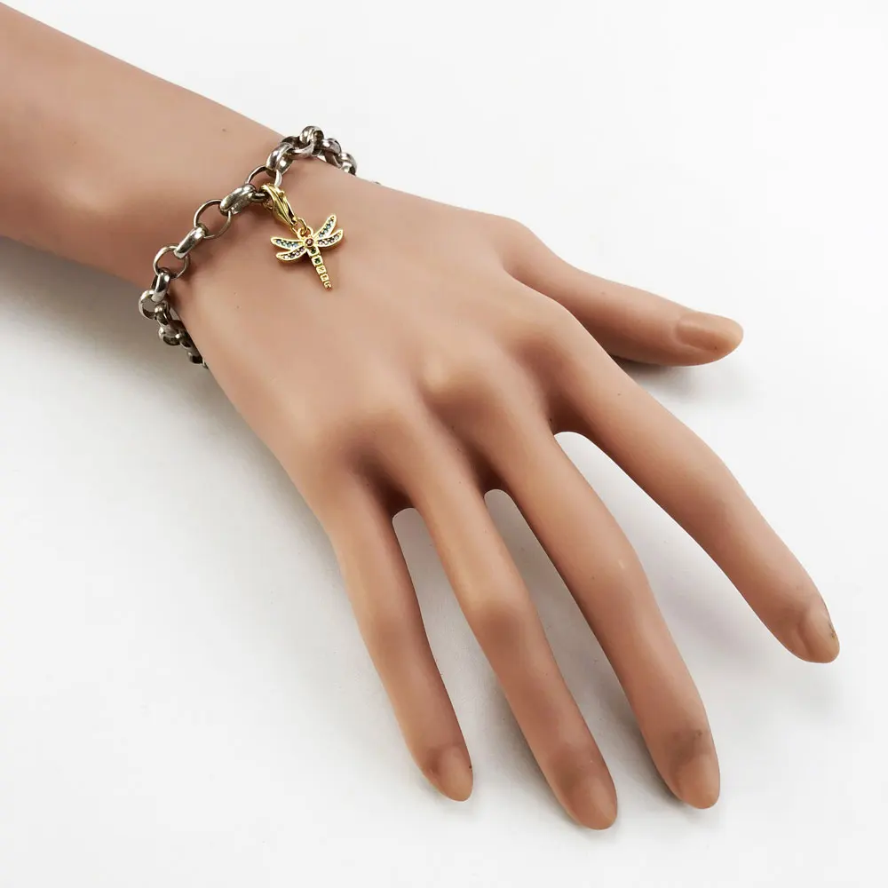 Голубая подвеска Драконфлай из золота для создания ювелирных изделий, аксессуаров из 925 стерлингового серебра с кубическим цирконием, подходит для браслетов и ожерелий, женщин и мужчин в подарок.