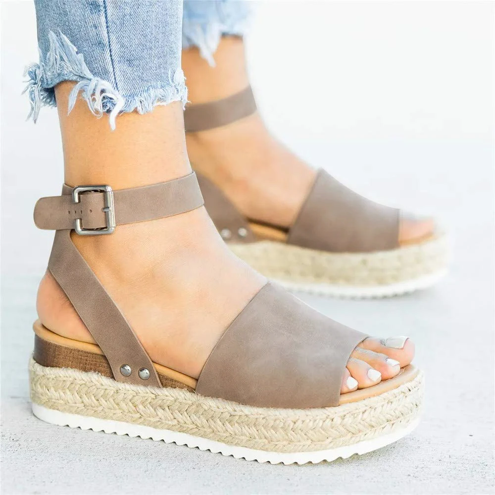 Летние женские модные сандалии на танкетке Обувь высоком каблуке Повседневные