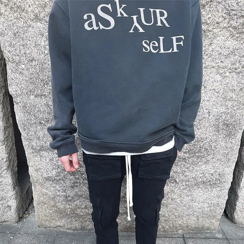 

Old Hip-hop Washed Vintage Askyurself Hoodie Men Women 1:1 3D Foam Printing Classic Askyurself Pullover High Quality Hoody