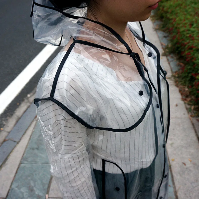 Женский черный прозрачный непромокаемый плащ EVA Runway дождевик для мужчин модные