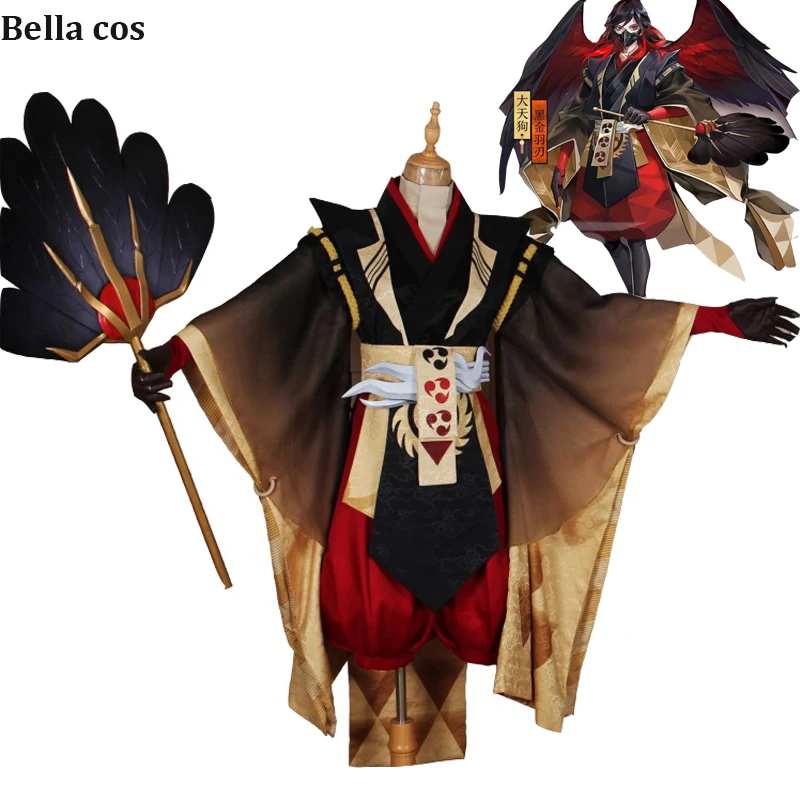 Пользовательский размер SSR Onmyoji Ootengu Косплей Костюм Черное кимоно платье wafuku